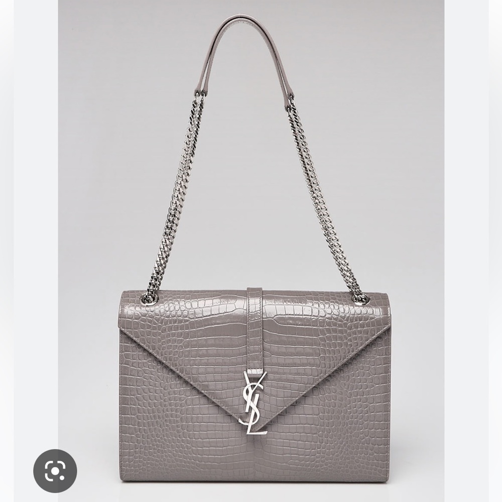 YSL Grey Croc Embossed Bag